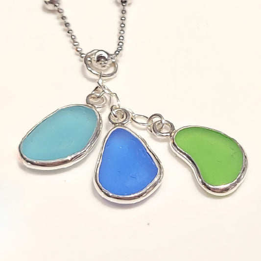 Beautiful Sea Glass and Sterling Silver Pendant from Our Tropical Collection