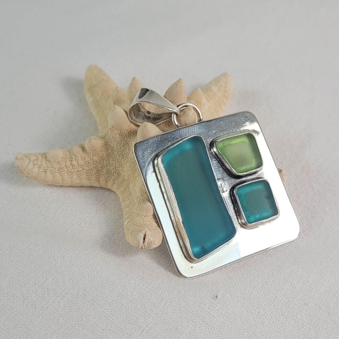 Genuine Handmade Sea Glass & Sterling Silver Pendant