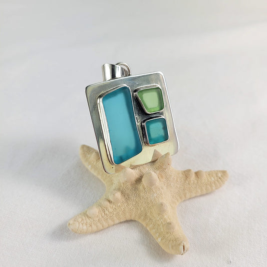 Genuine Handmade Sea Glass & Sterling Silver Pendant