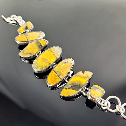 Bumble Bee Jasper and Sterling Silver Bracelet