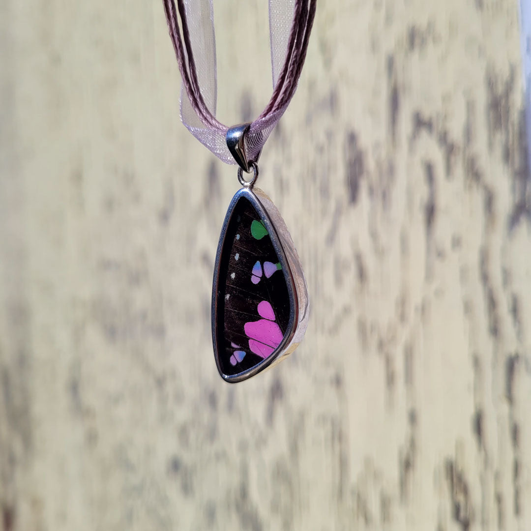 Beautiful Real Butterfly Wings and Sterling Silver Pendant