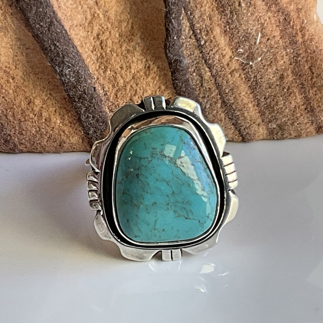 Genuine Turquoise and Sterling Silver Handcrafted Ring