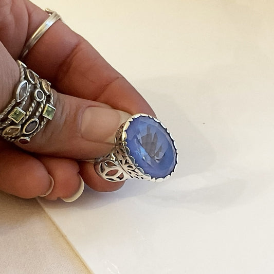 Blue Sapphire Quartz & Sterling Silver Ring by Janice Gerardi