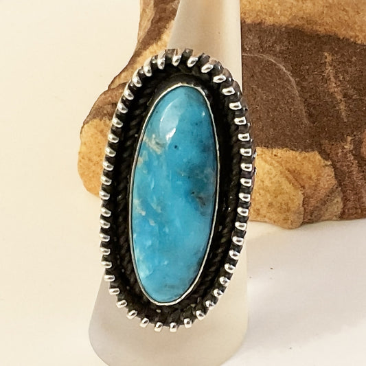 Pure Deep Blue Turquoise and Sterling Silver Ring