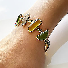 Colorful Sea Glass & Sterling Silver Bracelet