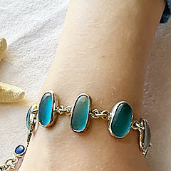 Genuine Sea Glass & Sterling Silver Bracelet