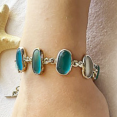 Genuine Sea Glass & Sterling Silver Bracelet