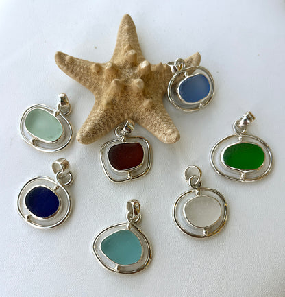 Sea Glass & Sterling Silver Pendant