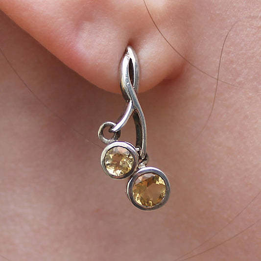 Citrine Birthstone and Sterling Silver Earrings and Matching Pendants