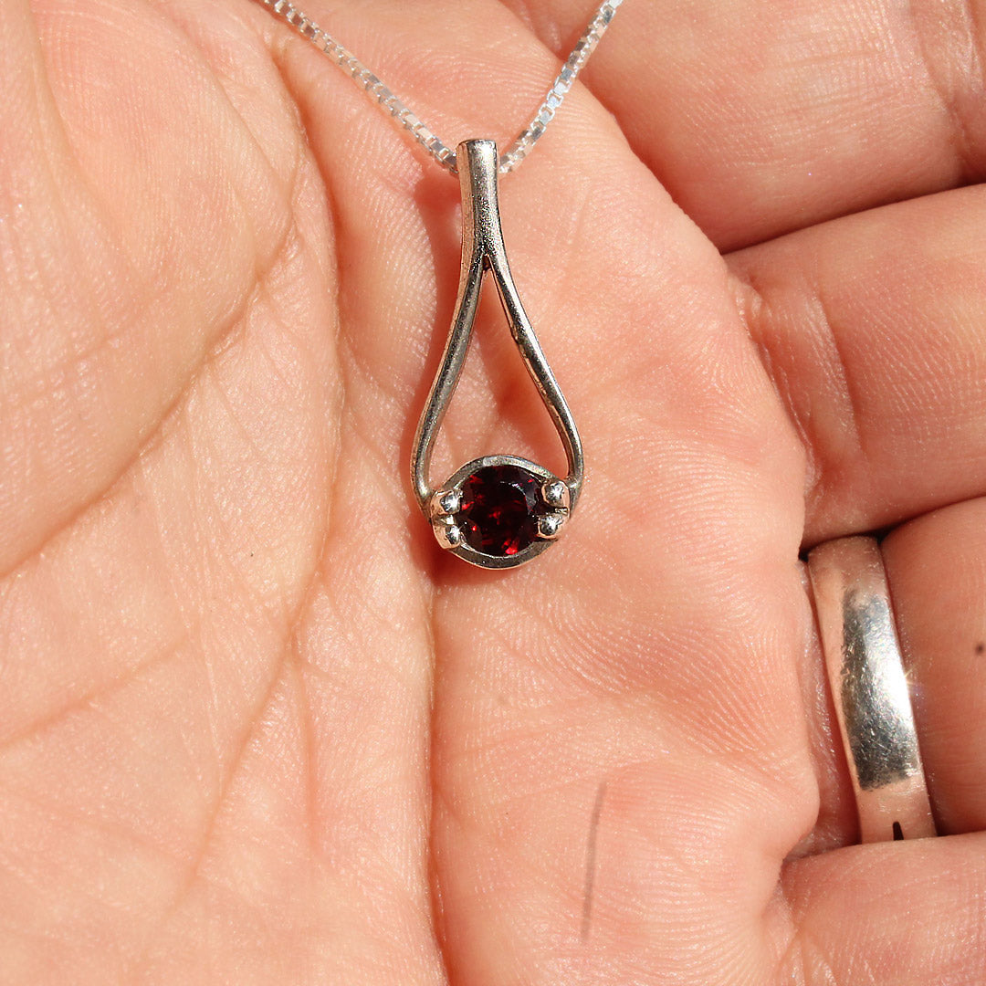 Garnet Birthstone and Sterling Silver Earrings