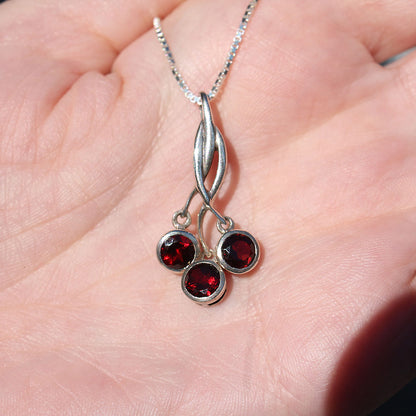 Garnet Birthstone and Sterling Silver Earrings