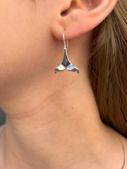 Sterling Silver Whale Tail Earrings