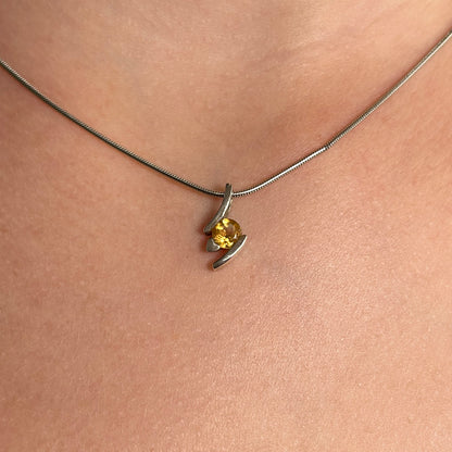 Citrine Birthstone and Sterling Silver Earrings and Matching Pendants