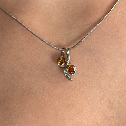 Citrine Birthstone and Sterling Silver Earrings and Matching Pendants