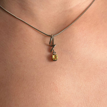 Citrine Birthstone and Sterling Silver Earrings and Matching Pendants