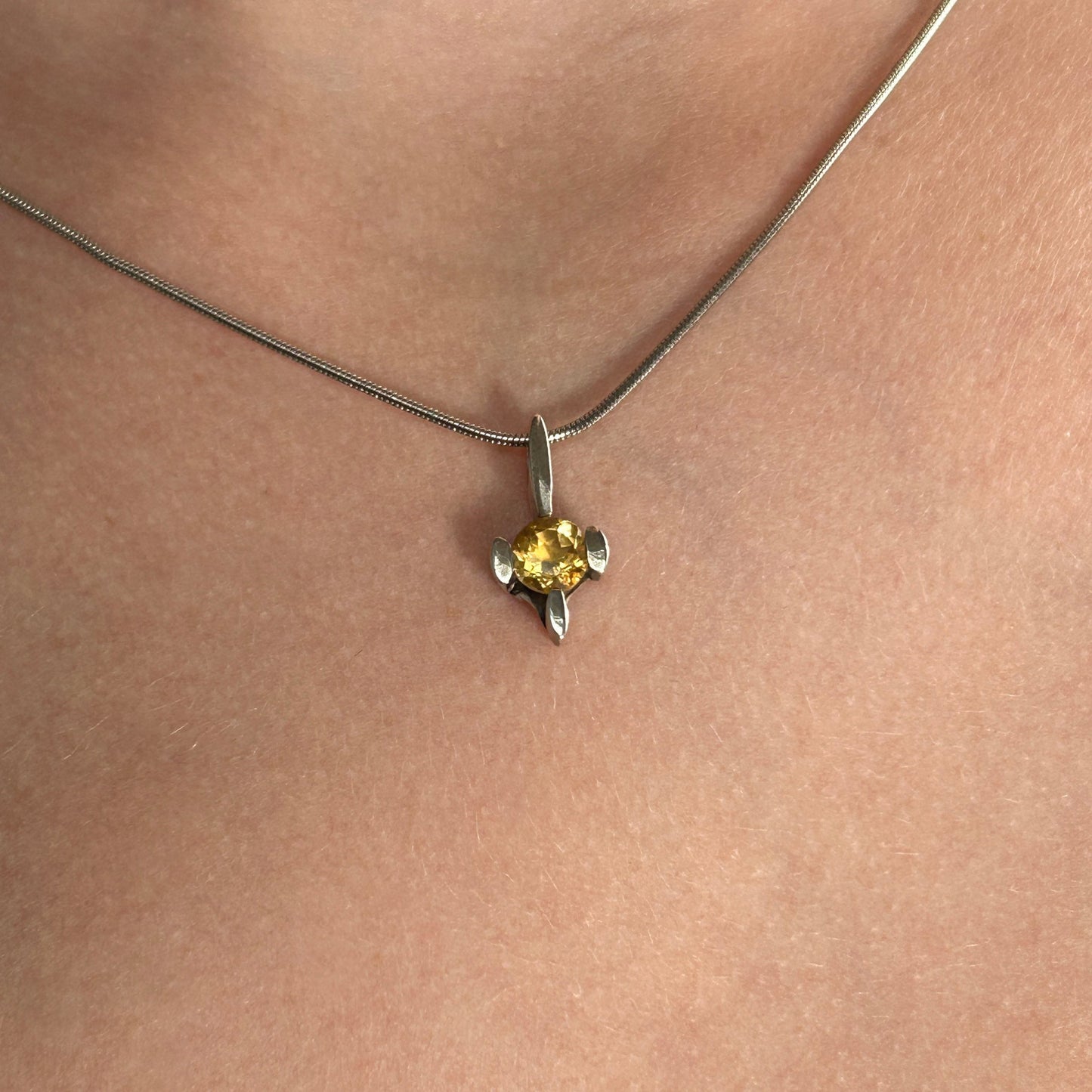 Citrine Birthstone and Sterling Silver Earrings and Matching Pendants