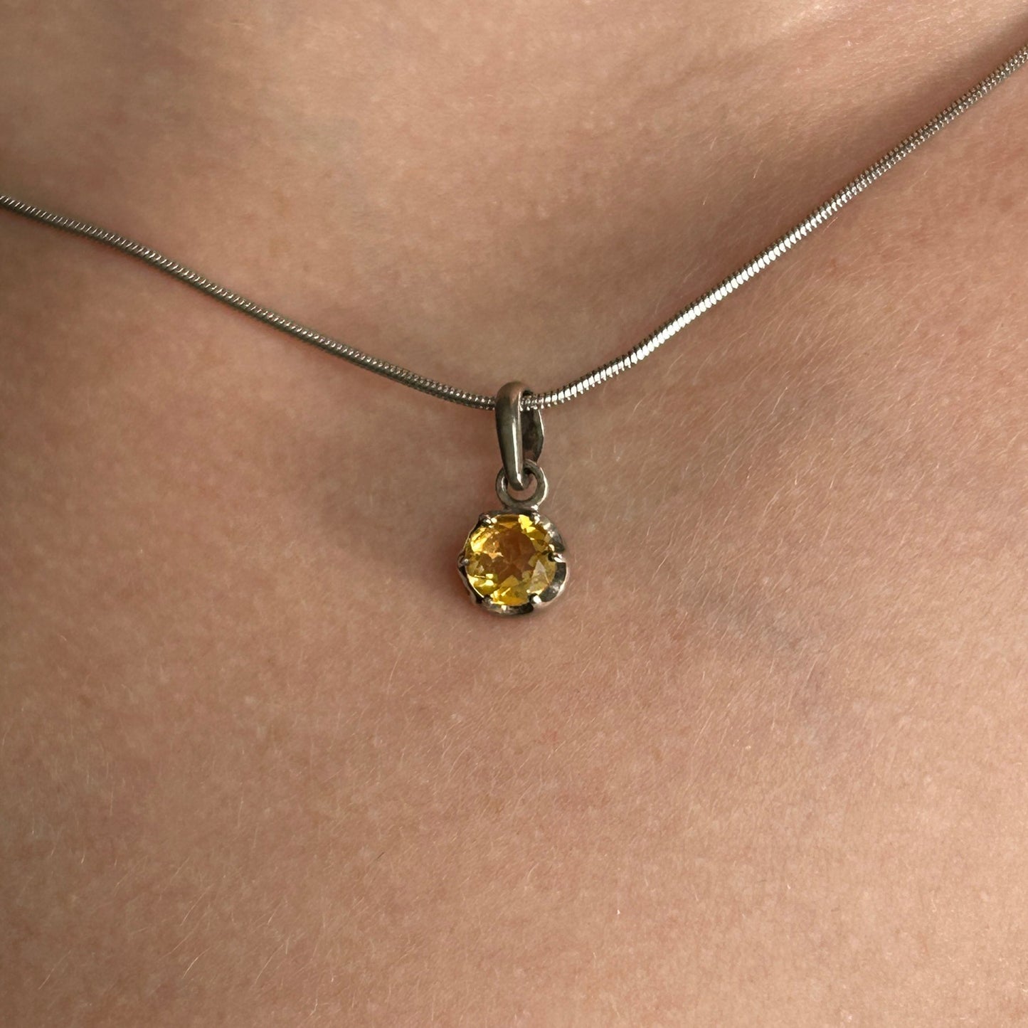 Citrine Birthstone and Sterling Silver Earrings and Matching Pendants