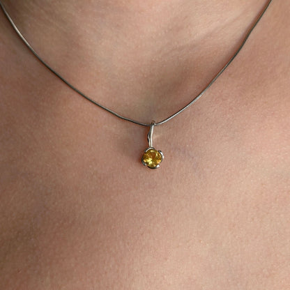 Citrine Birthstone and Sterling Silver Earrings and Matching Pendants