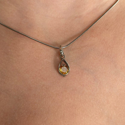 Citrine Birthstone and Sterling Silver Earrings and Matching Pendants