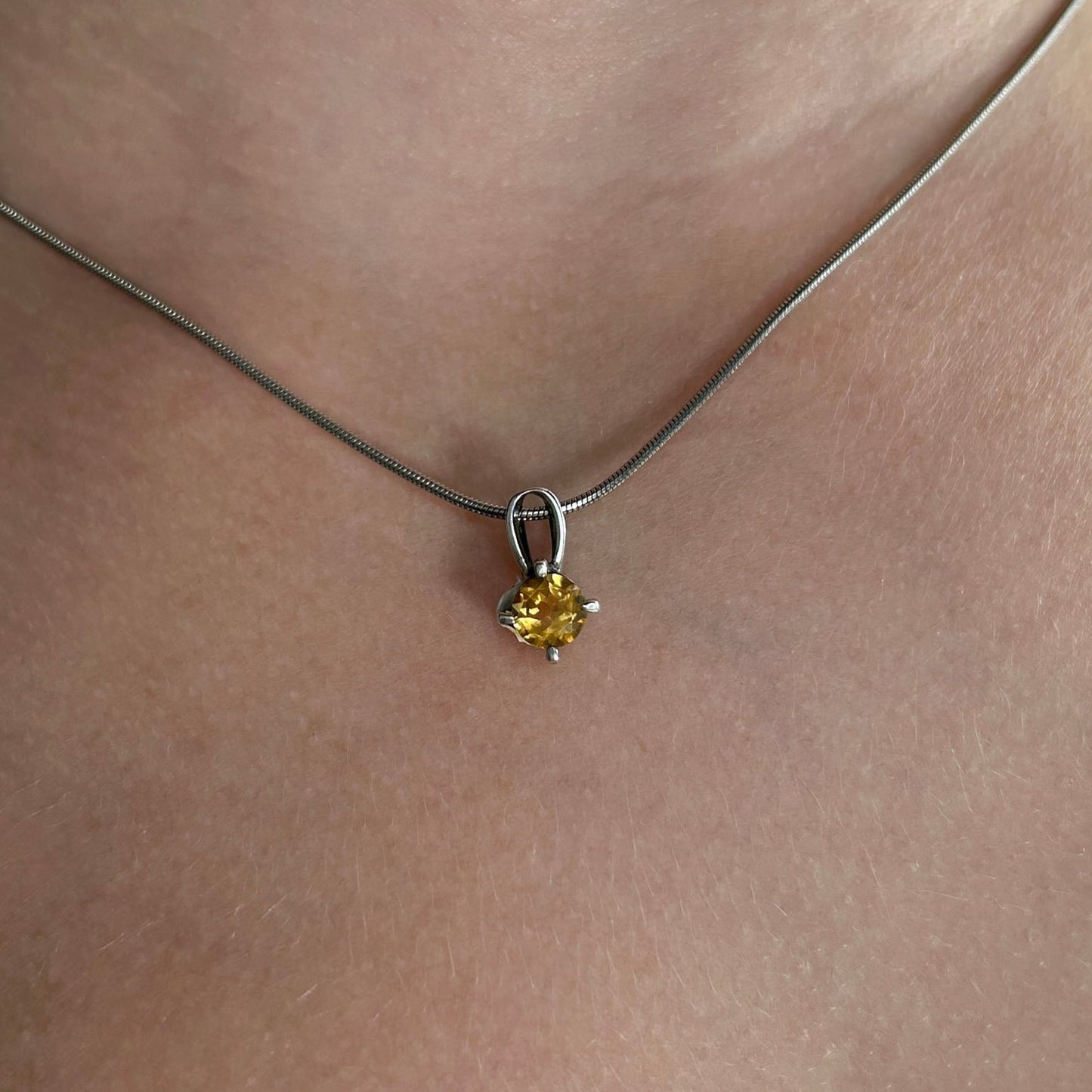 Citrine Birthstone and Sterling Silver Earrings and Matching Pendants