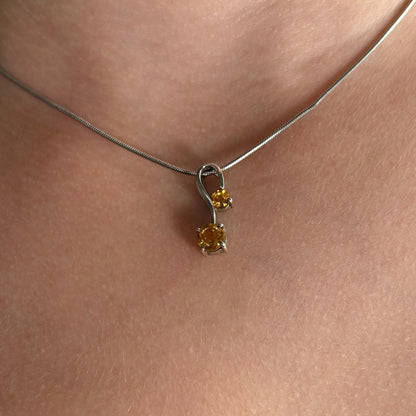 Citrine Birthstone and Sterling Silver Earrings and Matching Pendants