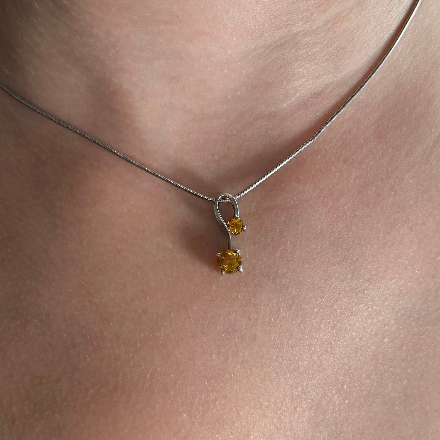 Citrine Birthstone and Sterling Silver Earrings and Matching Pendants