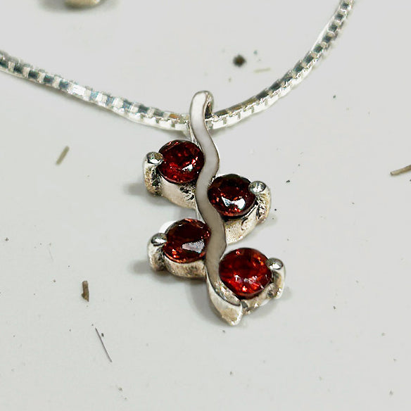 Garnet Birthstone and Sterling Silver Earrings