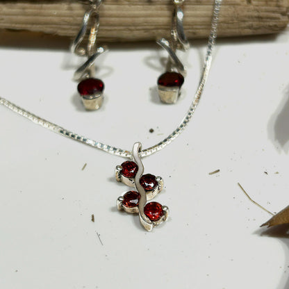 Garnet Birthstone and Sterling Silver Earrings