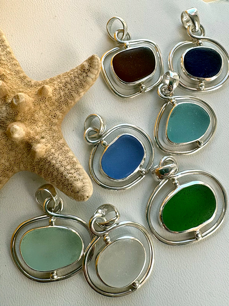 Sea Glass & Sterling Silver Pendant