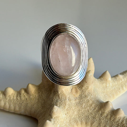 Rose Quartz and Sterling Silver Ring