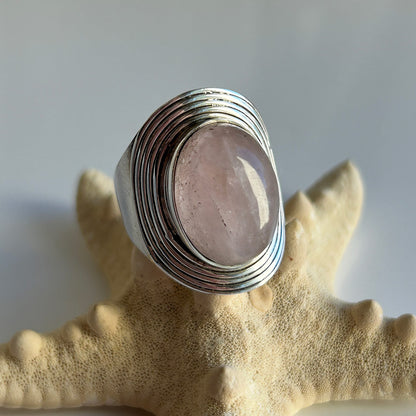 Rose Quartz and Sterling Silver Ring