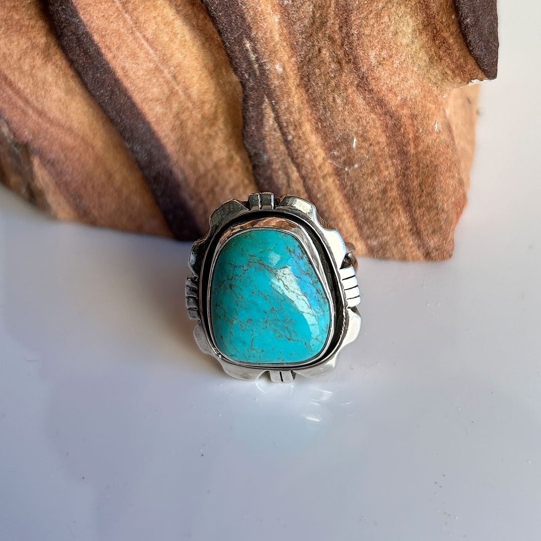 Genuine Turquoise and Sterling Silver Handcrafted Ring