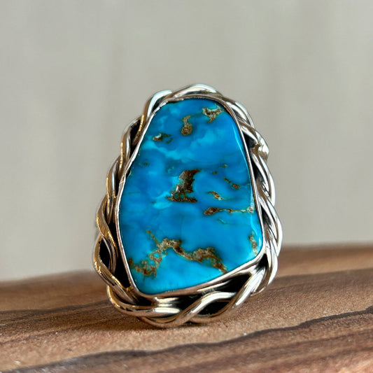 Turquoise and Sterling Silver Handcrafted Ring