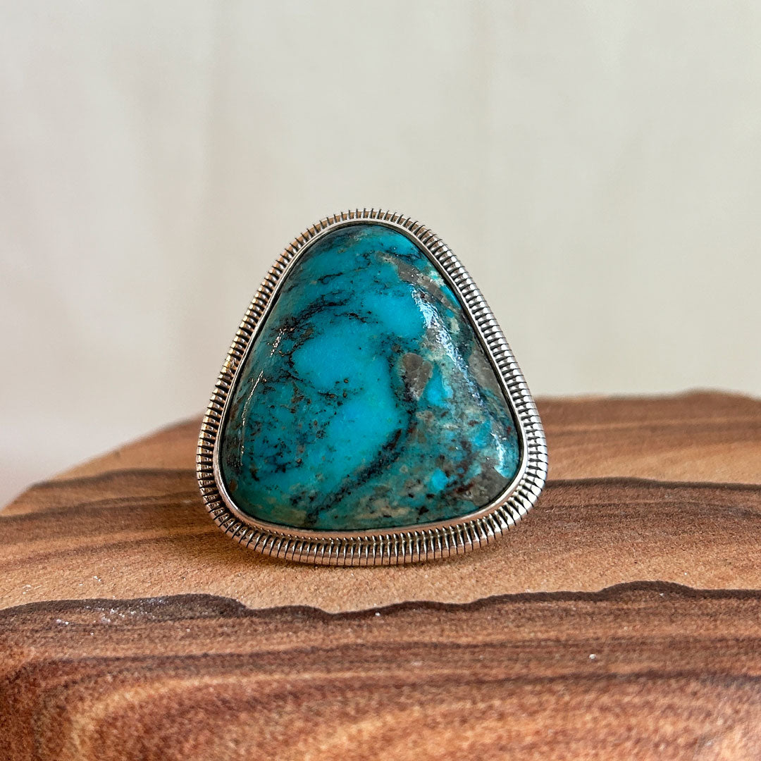 Beautiful Turquoise and Sterling Silver Adjustable Ring