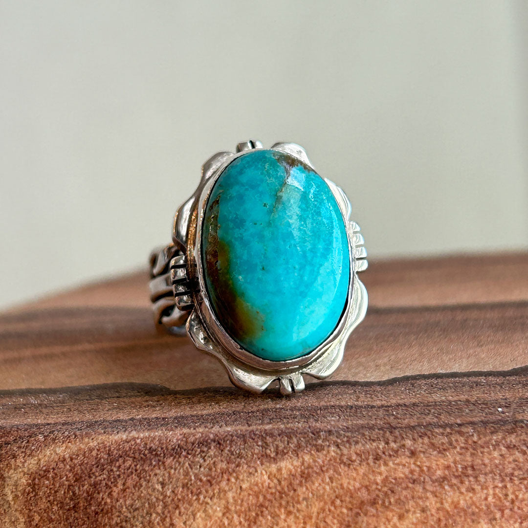 Turquoise and Sterling Silver Adjustable Ring