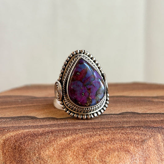 Purple Copper Turquoise and Sterling Silver Ring