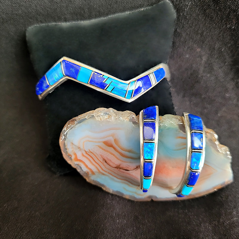 Lapis Lazuli, Opal, Turquoise, and Sterling Silver Bracelet