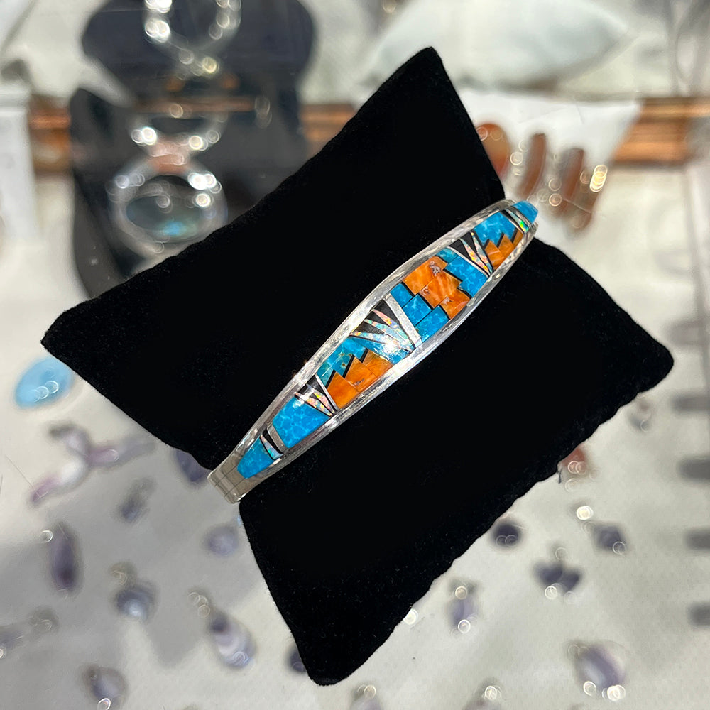 Zuni Inlay Sterling Silver Bracelet