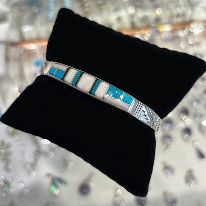 Zuni Inlay Sterling Silver Bracelet