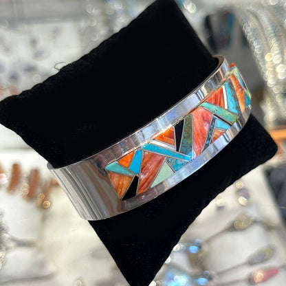 Zuni Inlay Sterling Silver Cuff