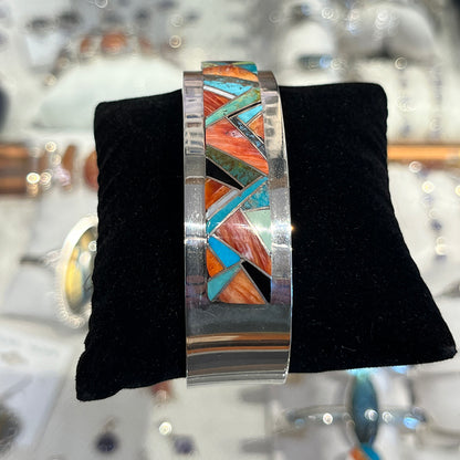 Zuni Inlay Sterling Silver Cuff