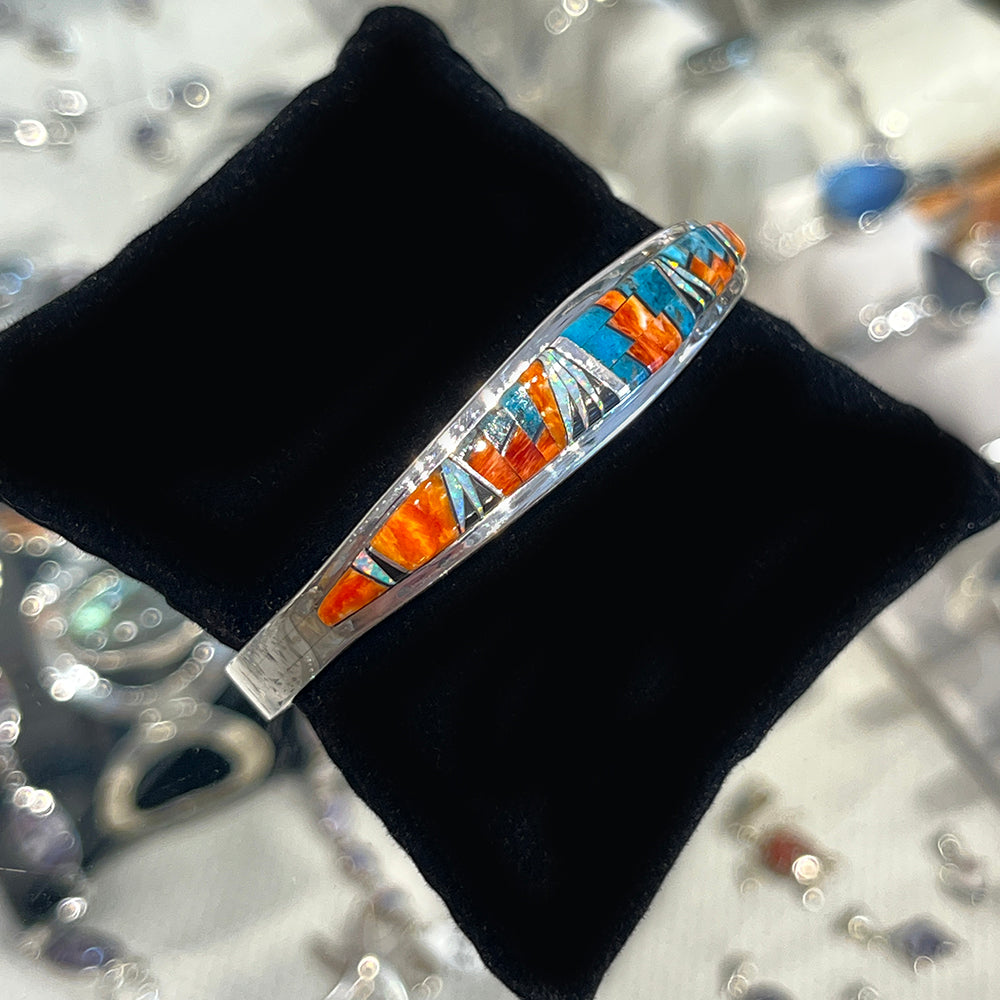 Zuni Inlay Sterling Silver Bracelet