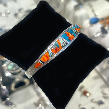Zuni Inlay Sterling Silver Bracelet