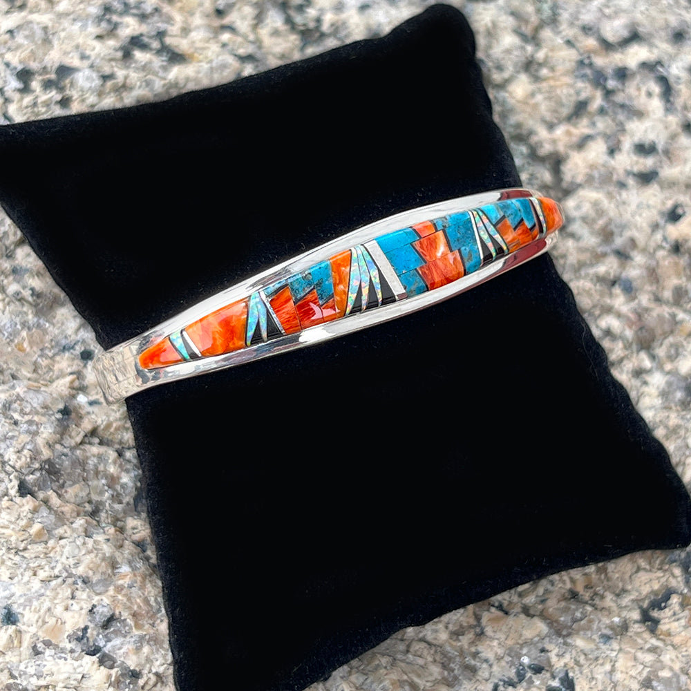 Zuni Inlay Sterling Silver Bracelet