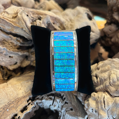 Zuni Opal Inlay Sterling Silver Cuff