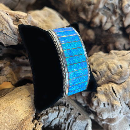 Zuni Opal Inlay Sterling Silver Cuff