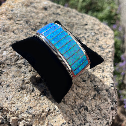 Zuni Opal Inlay Sterling Silver Cuff