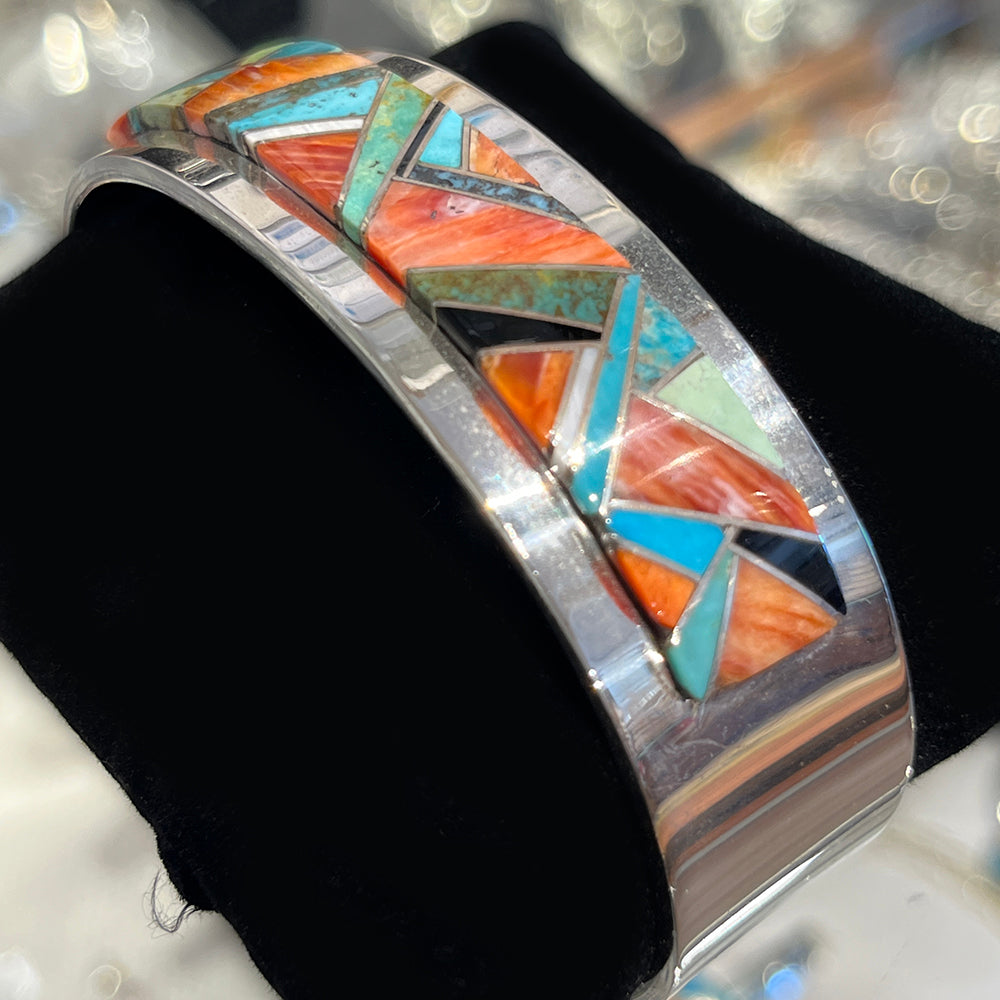 Zuni Inlay Sterling Silver Cuff