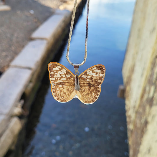 Real Butterfly Wings and Sterling Silver Pendant