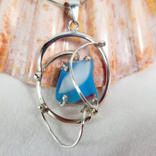 Genuine Sea Glass and Sterling Silver Pendant